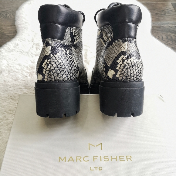 Marc Fisher Lug Kini Leather Snakeskin Combat Boot - Picture 12 of 15
